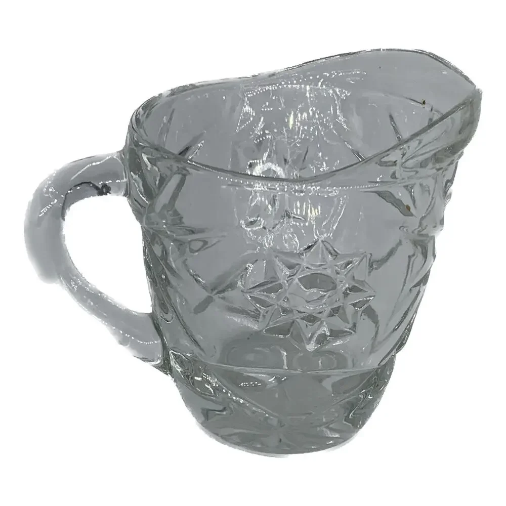 Anchor Hocking Creamer Clear Star Of David Pressed Glass 4 Oz Pitcher Handle
